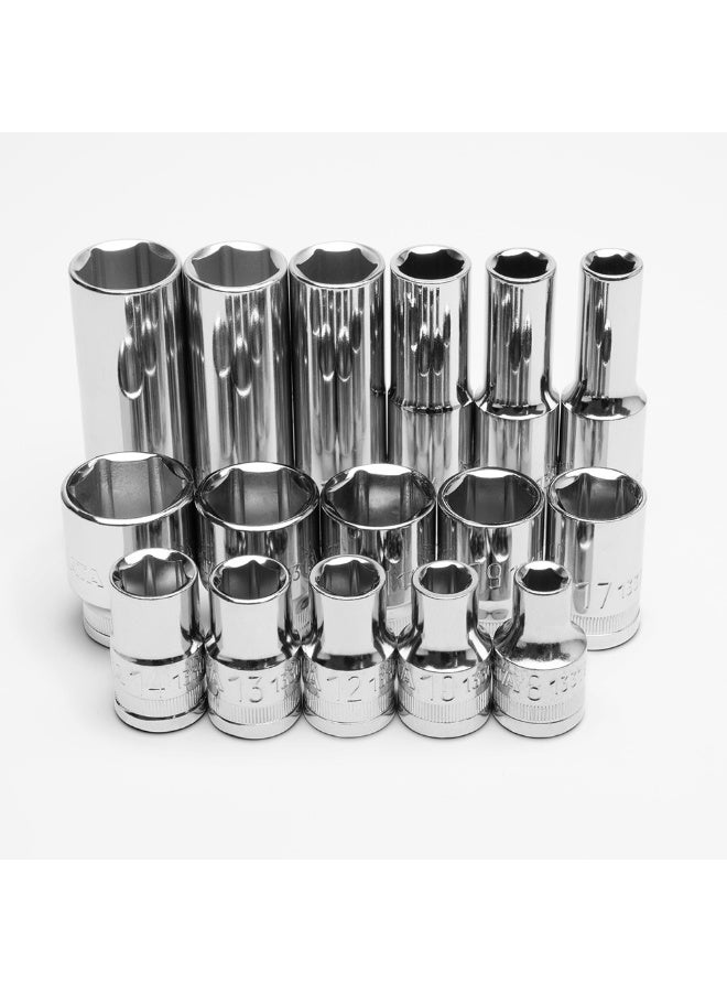 SATA ST09520 16-Piece 1/2" Drive 6 Point Metric Socket Set - Image 1