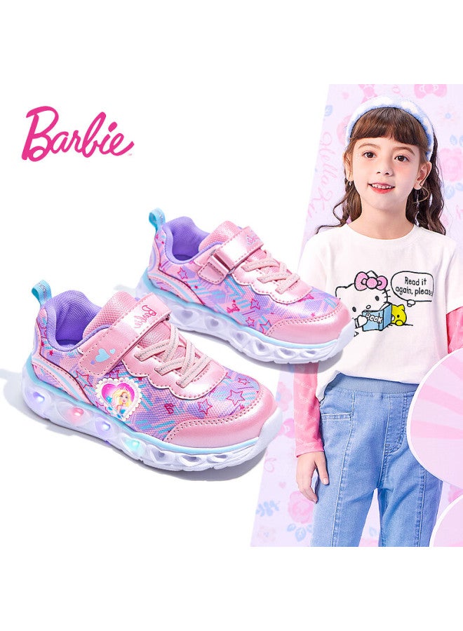 Barbie Kids' Spring And Autumn Light-up Sneakers For Girls, Flashing Children's Sports Shoes, Toddler Da6017 Pink Upgraded Version Size 30 - Image 1