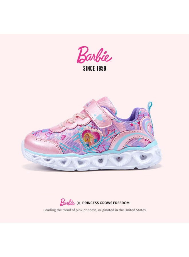 Barbie Kids' Spring And Autumn Light-up Sneakers For Girls, Flashing Children's Sports Shoes, Toddler Da6017 Pink Upgraded Version Size 30 - Image 4