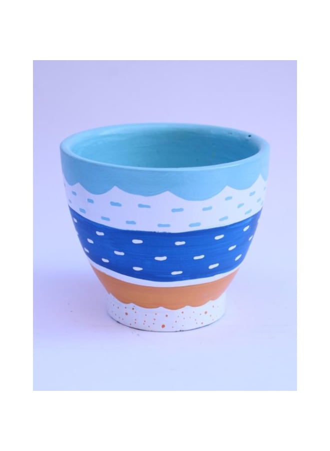 Handmade pottery empty pot - multi color - 10*10 cm