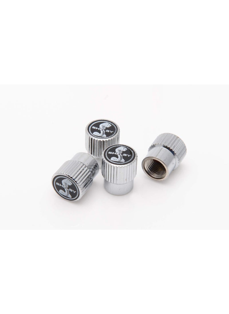 Carroll Shelby Shelby Super Snake Brass Tire Stem Valve Caps | Nickel Plated Brass | Set of Four | Universal Stem Covers for Cars, SUVs, Bike and Bicycle, Trucks, Motorcycles | Airtight Seal  - Image 1
