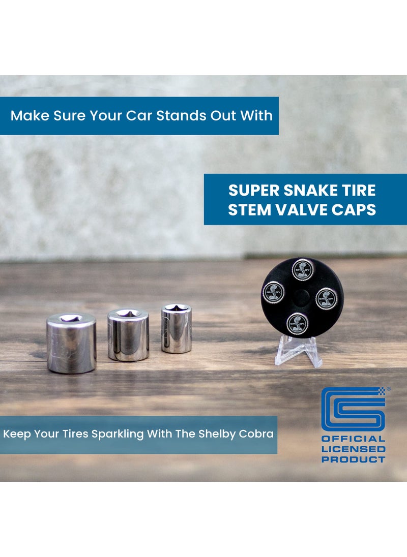 Carroll Shelby Shelby Super Snake Brass Tire Stem Valve Caps | Nickel Plated Brass | Set of Four | Universal Stem Covers for Cars, SUVs, Bike and Bicycle, Trucks, Motorcycles | Airtight Seal  - Image 3