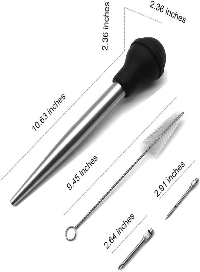 Cangfort Large Turkey Baster, Stainless Steel Baster Tool for Cooking with Cleaning Brush and Marinade Tools, Professional Turkey Baster Syringe for Oiling and Marinating Turkey, Beef, Pork, Fish(10.9Inch) - Image 2