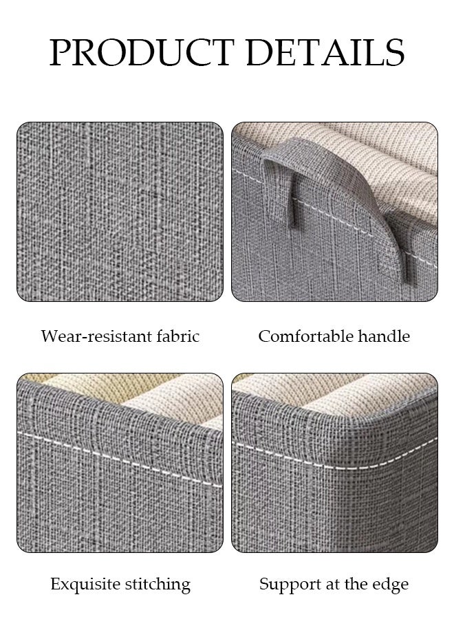DUNISO 3 Pcs Wardrobe Clothes Organizer, Drawer Organizers with Handles，Foldable Closet Organizer Bins，Moisture and Mold Prevention，Sturdy and Durable，for Organizing Clothing Jeans Toys Book Shelves Closet Wardrobe，47*28*20cm，Grey - Image 4