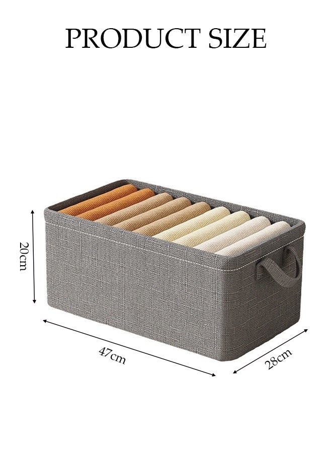 DUNISO 3 Pcs Wardrobe Clothes Organizer, Drawer Organizers with Handles，Foldable Closet Organizer Bins，Moisture and Mold Prevention，Sturdy and Durable，for Organizing Clothing Jeans Toys Book Shelves Closet Wardrobe，47*28*20cm，Grey - Image 3