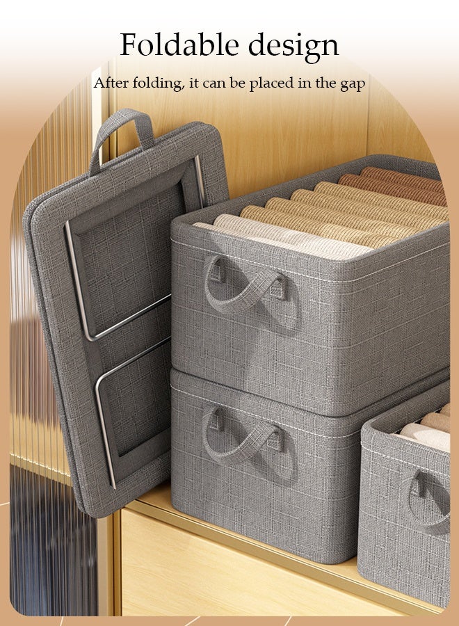 DUNISO 3 Pcs Wardrobe Clothes Organizer, Drawer Organizers with Handles，Foldable Closet Organizer Bins，Moisture and Mold Prevention，Sturdy and Durable，for Organizing Clothing Jeans Toys Book Shelves Closet Wardrobe，47*28*20cm，Grey - Image 2