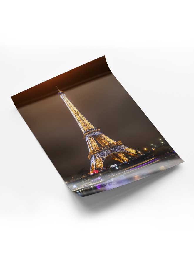 لوحة بوستر ديكور لوحة بدون فريم مع أربع قطع منفصلة من اللاصق ذو الوجهين تصميم برج ايفل مضاء غرفة النوم غرفة المعيشة وديكور المكتب - Image 1