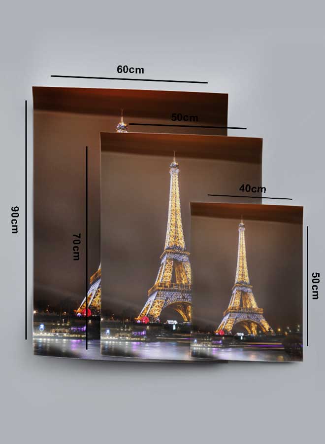 لوحة بوستر ديكور لوحة بدون فريم مع أربع قطع منفصلة من اللاصق ذو الوجهين تصميم برج ايفل مضاء غرفة النوم غرفة المعيشة وديكور المكتب - Image 4
