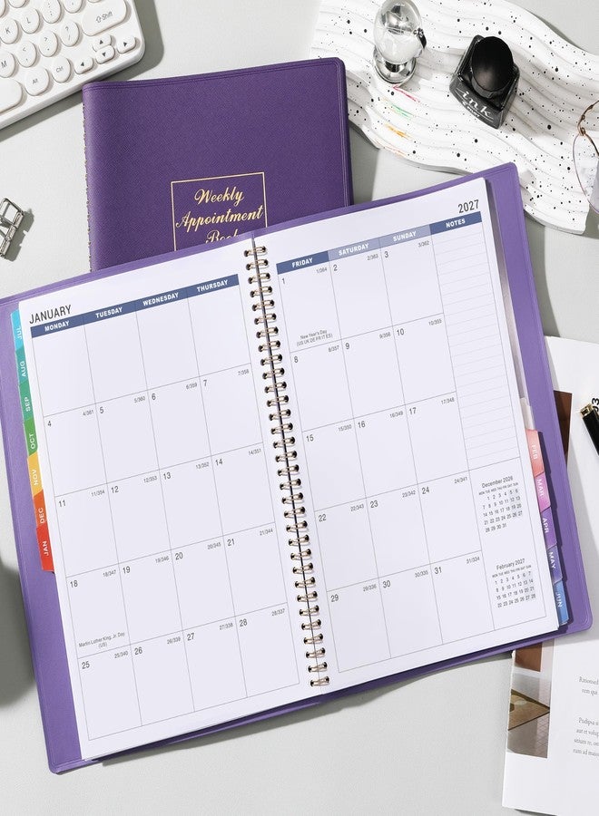 MaaIbok 2026-2027 Weekly Appointment Book - Daily Planner 2026-2027 from July 2026 - June 2027, 8.5" x 11", 15-Minute Interval, Flexible Leather Cover, 12 Monthly Tabs, Back Pocket - Image 2