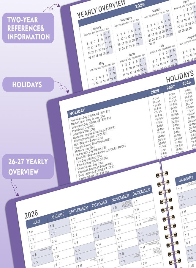 MaaIbok 2026-2027 Weekly Appointment Book - Daily Planner 2026-2027 from July 2026 - June 2027, 8.5" x 11", 15-Minute Interval, Flexible Leather Cover, 12 Monthly Tabs, Back Pocket - Image 5