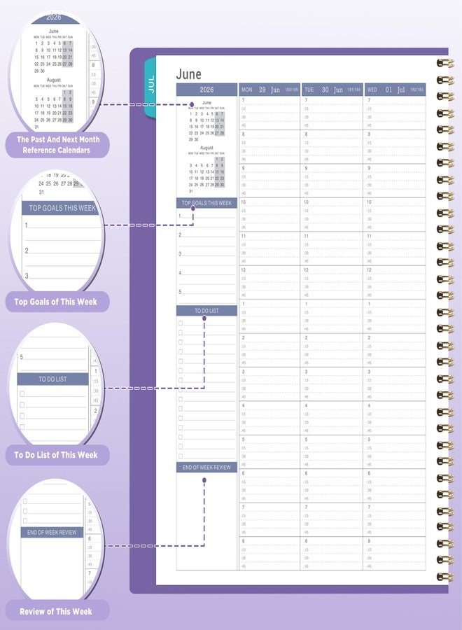 MaaIbok 2026-2027 Weekly Appointment Book - Daily Planner 2026-2027 from July 2026 - June 2027, 8.5" x 11", 15-Minute Interval, Flexible Leather Cover, 12 Monthly Tabs, Back Pocket - Image 4
