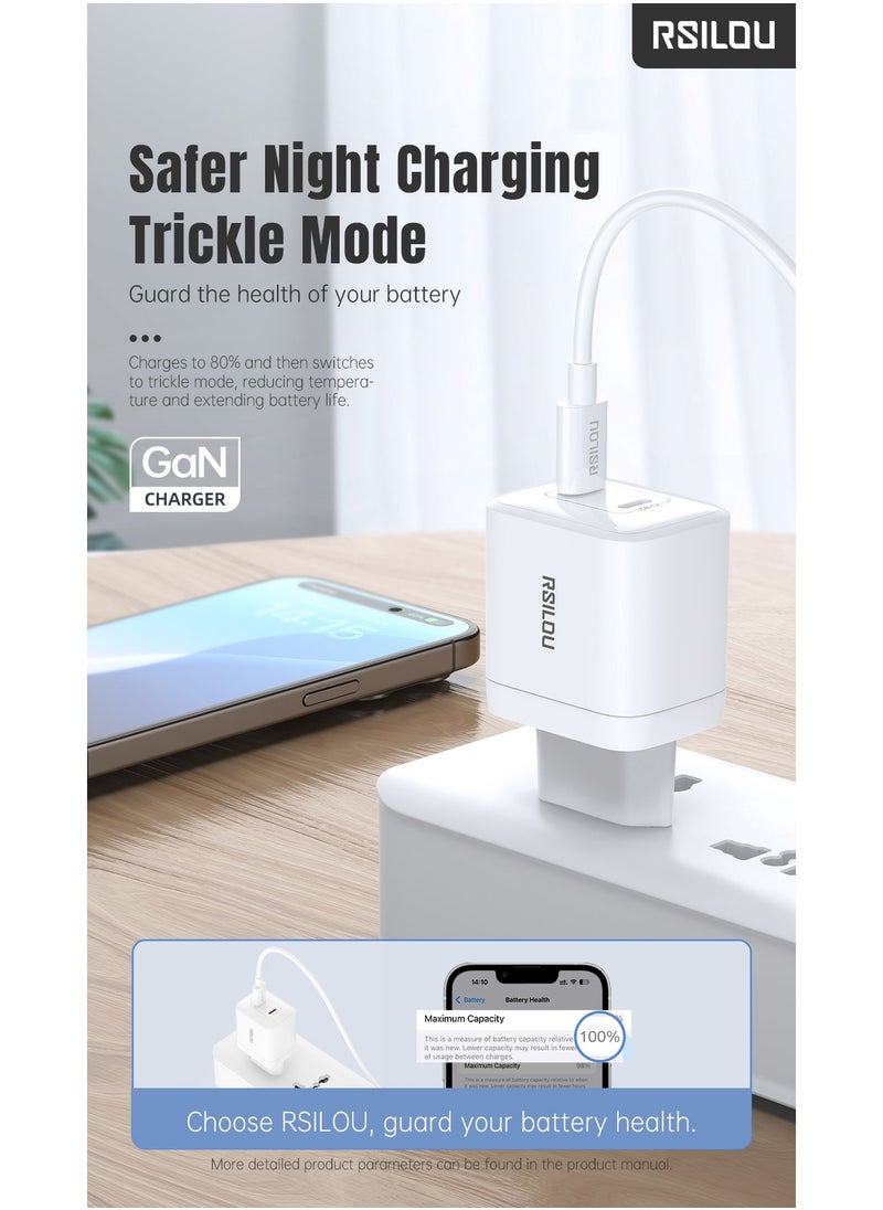 rsilou - R4282 GaN 40W Super Fast Charger, Dual USB-C Power Ports Power, Speed, and Safety in One Compact Design, with GaN Technology, Supports apple and all smartphones, tablets, Bluetooth headphones, and more, MultiProtect Protection - Image 1