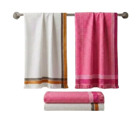 Athom Trendz Athom Living Light Weight Cotton Premium Waffle Border Bath Towel 75x150 cm Pack of 4 Multi15 - Image 2