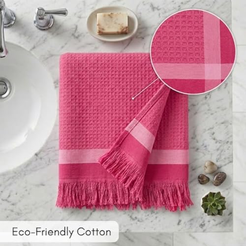 Athom Trendz Athom Living Light Weight Cotton Premium Waffle Border Bath Towel 75x150 cm Pack of 4 Multi15 - Image 3