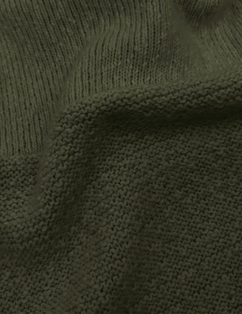PRETTODAY Women's Crew Neck Knit Sweater Long Sleeve Textured Ribbed Casual Loose Cropped Pullover Tops Army Green - Image 5