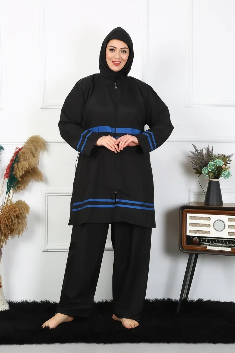 اكبينيز Plus Size Hijab Swimsuit 7XL-8XL-9XL-10XL Black 55011