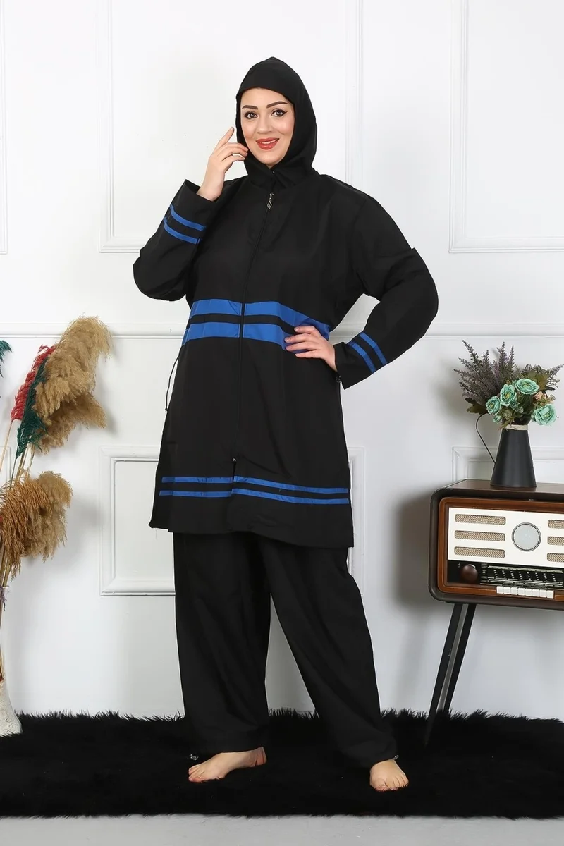 اكبينيز Plus Size Hijab Swimsuit 7XL-8XL-9XL-10XL Black 55011