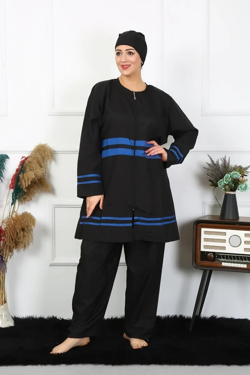 اكبينيز Plus Size Hijab Swimsuit 7XL-8XL-9XL-10XL Black 55011