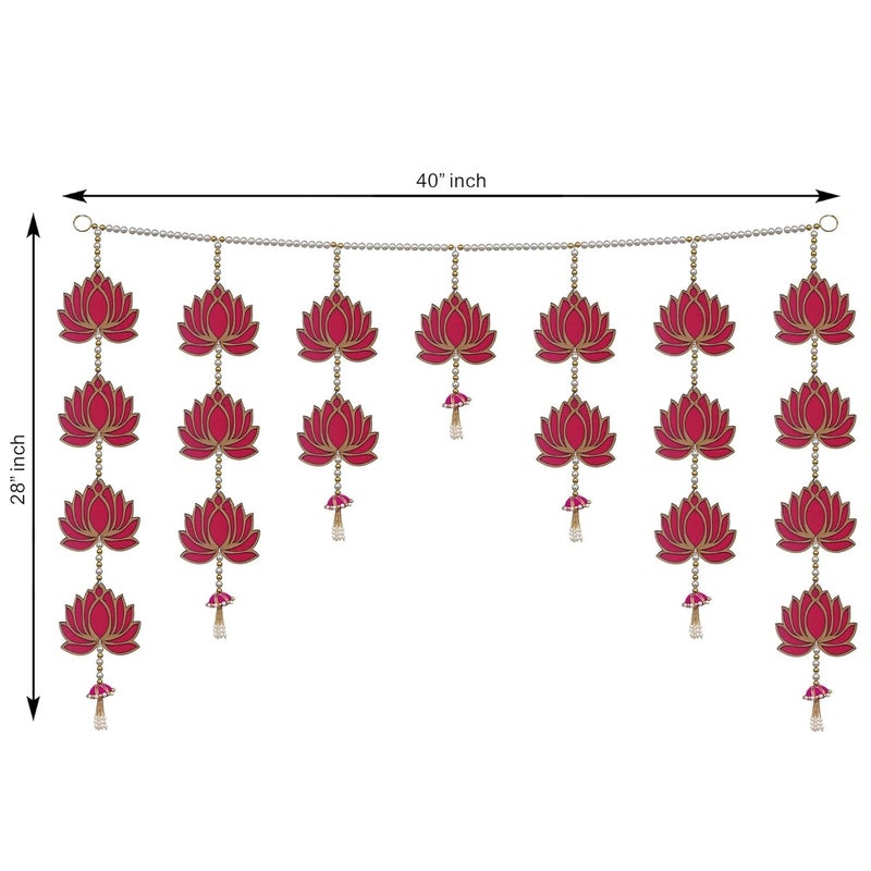 KamlaArt Traditional Handmade Lotus Wall Hanging Door Hanging for DiwaliBandarwalToran for Door 40 Inches - Image 2