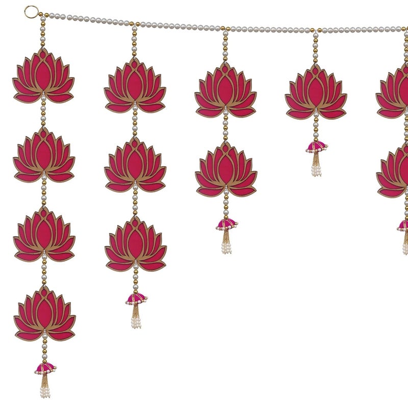 KamlaArt Traditional Handmade Lotus Wall Hanging Door Hanging for DiwaliBandarwalToran for Door 40 Inches - Image 3