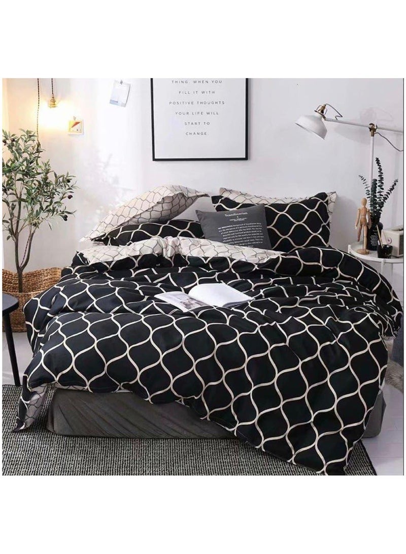 AL RAID Super King Size Bed Sheet Set 6Piece Bedding Set Includes Duvet Cover Fitted Sheet and 4 Pillowcases Soft Durable and Breathable Luxury for All Seasons in Elegant Set 220x240cm