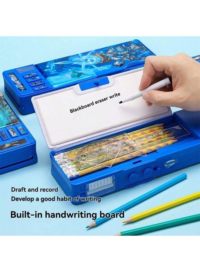 Generic Stationery Box with Password Lock, Multifunctional Pencil Case with Sharpener,Double Side, Schedule, Whiteboard  - Image 5
