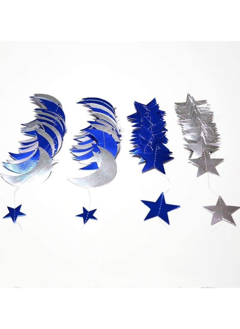 TAPIT Blue Silver Stars and Moon Garlands Kit Twinkle Little Star Garand/Hanging Streamers/Bunting Banner for Birthday Party Decoration/Wedding Decor/Baby Shower/Christmas/Nursery/Ramadan  - Image 4