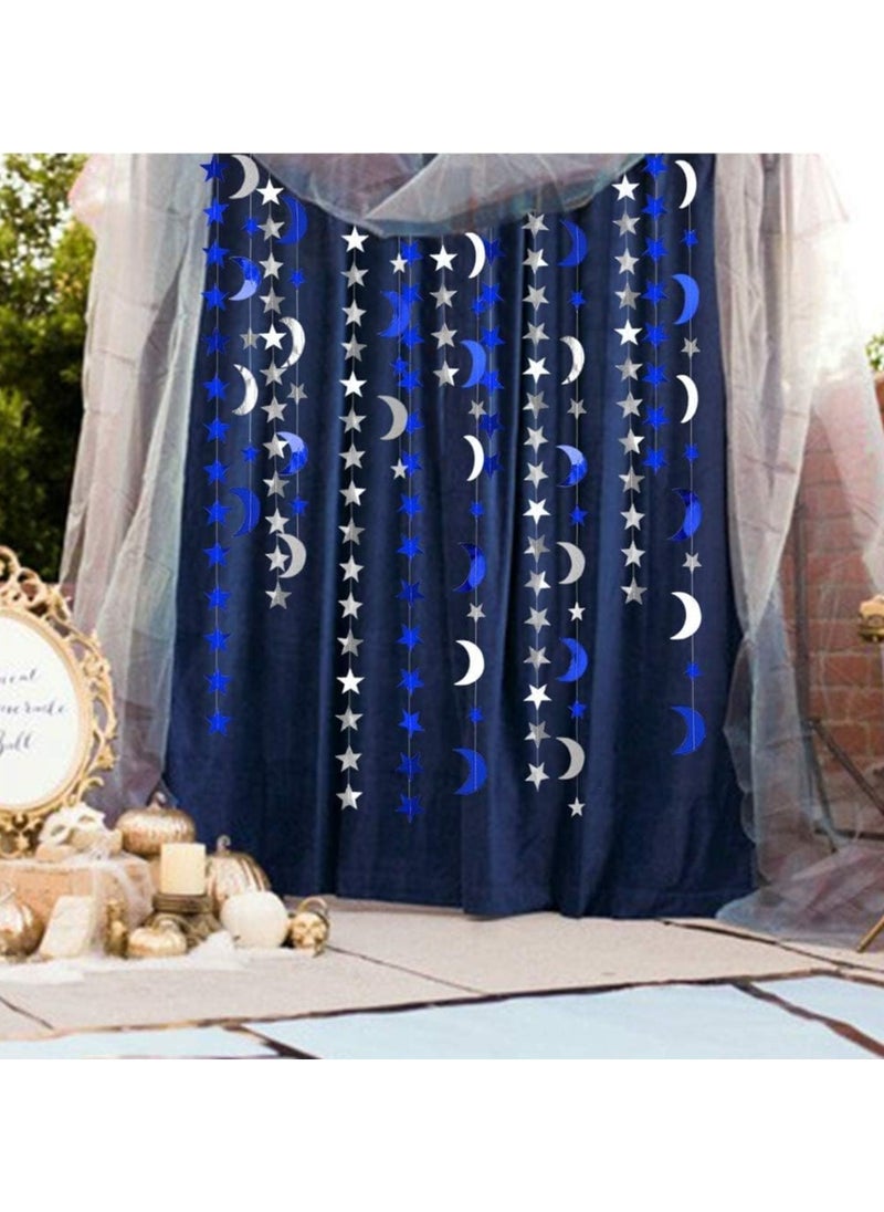 TAPIT Blue Silver Stars and Moon Garlands Kit Twinkle Little Star Garand/Hanging Streamers/Bunting Banner for Birthday Party Decoration/Wedding Decor/Baby Shower/Christmas/Nursery/Ramadan  - Image 1