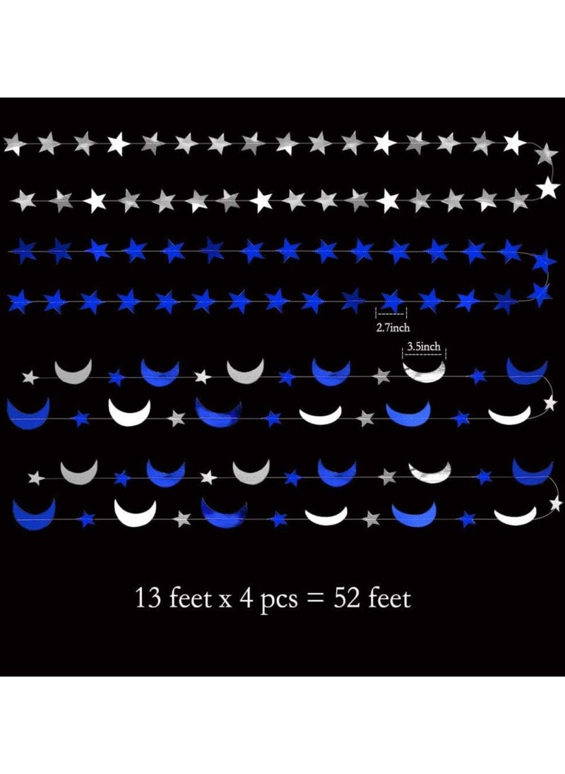 TAPIT Blue Silver Stars and Moon Garlands Kit Twinkle Little Star Garand/Hanging Streamers/Bunting Banner for Birthday Party Decoration/Wedding Decor/Baby Shower/Christmas/Nursery/Ramadan  - Image 2
