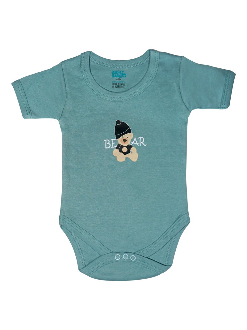 Babies Basic 5 piece Unisex 100% Cotton Sets include Bib, Romper, Mittens, Cap and Sleepsuit/Jumpsuit - Image 3