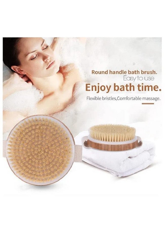 NIDY® Bamboo Bath Brush Bristle Massage Brush Bath Body Brush Round Head No Handle Brush Shower Brush Wet and Dry Brushing Body Scrubber with Soft and Stiff Bristles Suitable for All Kinds of Skin - Image 4