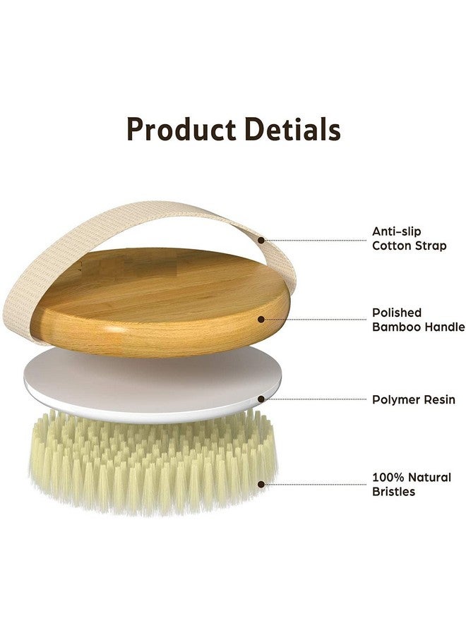 NIDY® Bamboo Bath Brush Bristle Massage Brush Bath Body Brush Round Head No Handle Brush Shower Brush Wet and Dry Brushing Body Scrubber with Soft and Stiff Bristles Suitable for All Kinds of Skin - Image 5
