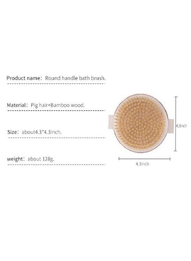 NIDY® Bamboo Bath Brush Bristle Massage Brush Bath Body Brush Round Head No Handle Brush Shower Brush Wet and Dry Brushing Body Scrubber with Soft and Stiff Bristles Suitable for All Kinds of Skin - Image 3