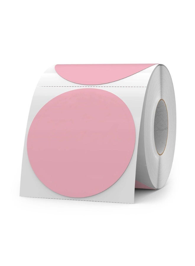 jaexest Pink Round Thermal Labels 1.5 Inch Circle Stickers Vinyl Direct Waterproof Multi-Purpose Self-Adhesive Name Tags Colour Coding for Office Barcode DIY Logo 500 PCS - Image 1