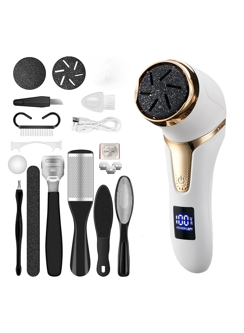 general جهاز كهربائي لإزالة الجلد الميت من القدمين مع مكنسة كهربائية، مجموعة أدوات باديكير احترافية، مبرد قدم لإزالة الجلد الميت، مبرد مقاوم للماء قابل لإعادة الشحن للعناية بالقدم مع 3 رؤوس وشاشة LCD بسرعتين - Image 1