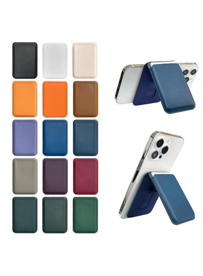Suitable For Apple 16 IPhone15/14/13 Leather Strong Magnetic Folding Bracket Card Holder MagSafe Magnetic Card Bag-Specifications:White  - Image 3