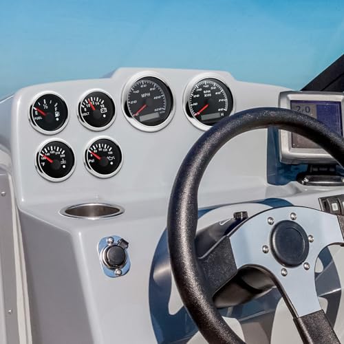 ARTILAURA 6 Gauge Set 3-3/8" 85mm GPS Speedometer, Tachometer, 2-1/16" Fuel Level, Water Temperature, Oil Pressure, Volt 7 Color Boat Gauges Kit for Marine Truck Car (Black Silver) - Image 4