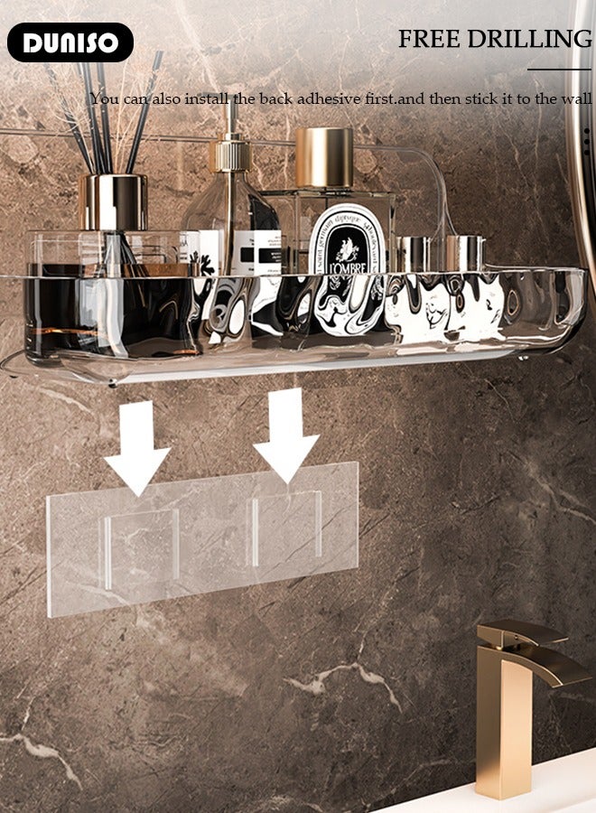 DUNISO حامل دش مثبت على الحائط 2 عبوة، تصميم مجوف حامل زاوية الحمام لاصق، رف لاصق لتعليق الجدران بدون حفر، رف دش أكريليك للحمام، السكن الجامعي، المرحاض، المطبخ - Image 5