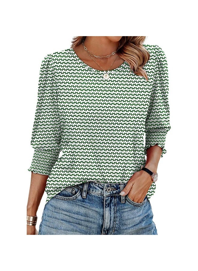 general XIEERDUO Blouses for Women Dressy Casual 3/4 Length Sleeve Womens Tops with Smocked Cuffs2025-2026 - Image 1