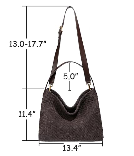 Molodo Woven Suede Shoulder Bag for Women Suede Hobo Bag Tote Elegant Handbag Satchel for Work Travel - Image 2