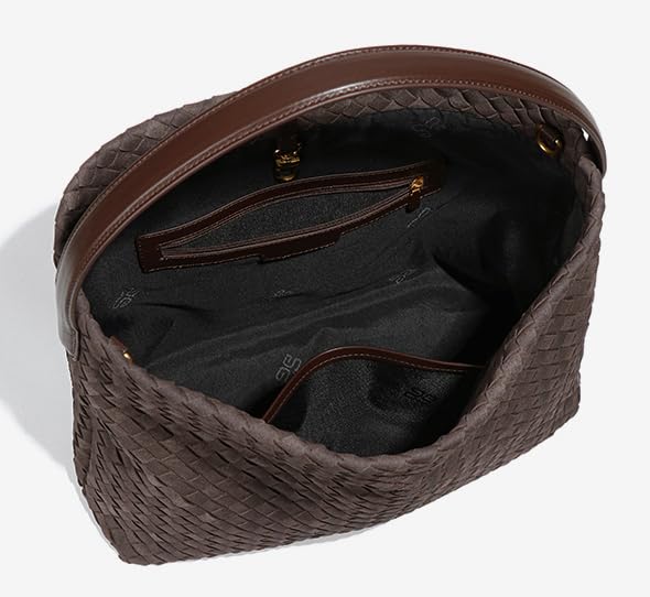 Molodo Woven Suede Shoulder Bag for Women Suede Hobo Bag Tote Elegant Handbag Satchel for Work Travel - Image 4