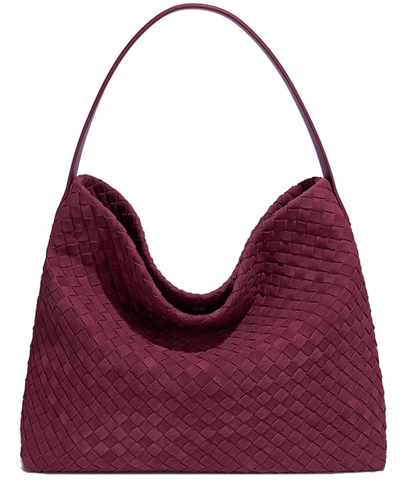 Molodo Woven Suede Shoulder Bag for Women Suede Hobo Bag Tote Elegant Handbag Satchel for Work Travel - Image 1