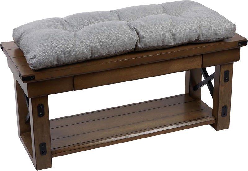 Klear Vu The Gripper NonSlip Tufted Bench Cushion for Indoor Furniture Assembled in USA Entryway Storage Bay Window Corner Nook or Piano Seat 35 Inches Solid Gray