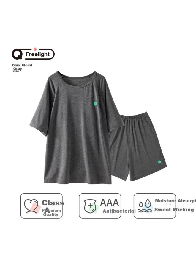 Q21 Kids Pajama Set Boys Girls Baby Moisture-wicking Skin-friendly Antibacterial Short Sleeve Homewear Family Matching Set - Image 1