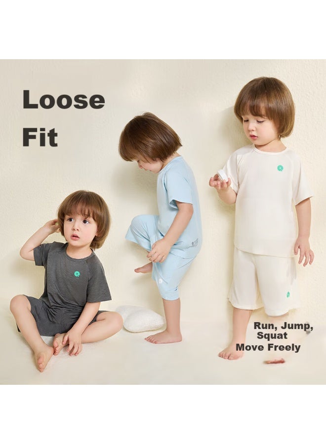 Q21 Kids Pajama Set Boys Girls Baby Moisture-wicking Skin-friendly Antibacterial Short Sleeve Homewear Family Matching Set - Image 4