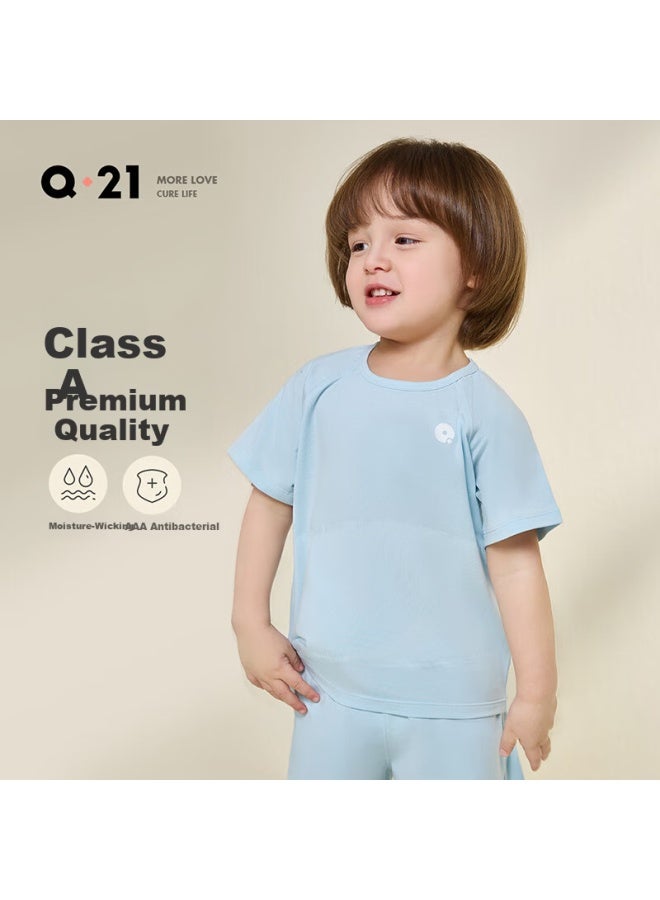 Q21 Kids Pajama Set Boys Girls Baby Moisture-wicking Skin-friendly Antibacterial Short Sleeve Homewear Family Matching Set - Image 3