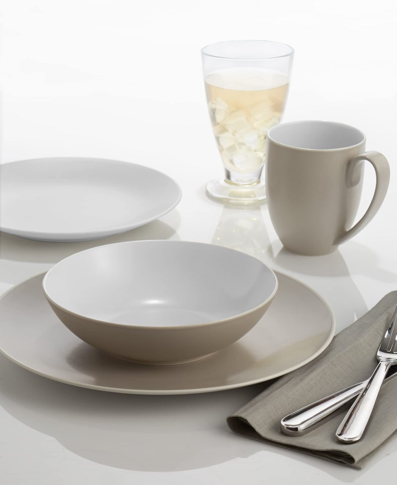 nambe POP 4-Piece Dinnerware Set | Place Setting for 1 | Stoneware Dishes | Includes Dinner Plate, Salad Plate, Coffee Mug, and Soup Bowl | Dishwasher and Microwave Safe | Sand Brown - Image 2