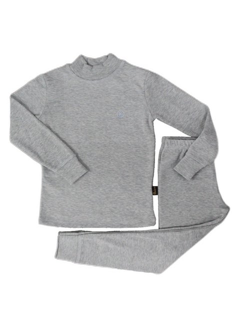 Light gray winter pajamas with a medium collar for boys