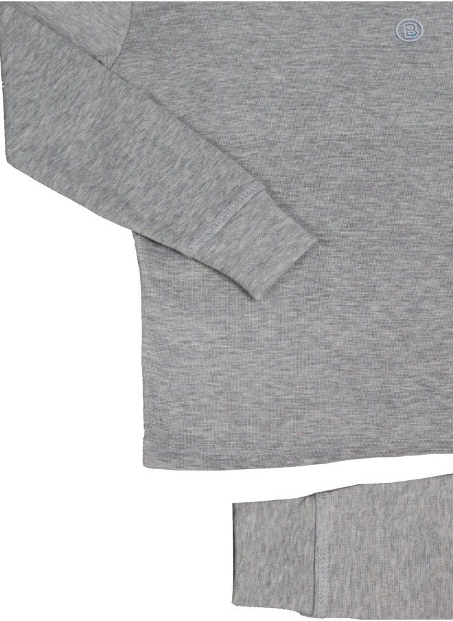 Bashayer Light gray winter pajamas with a medium collar for boys  - Image 4