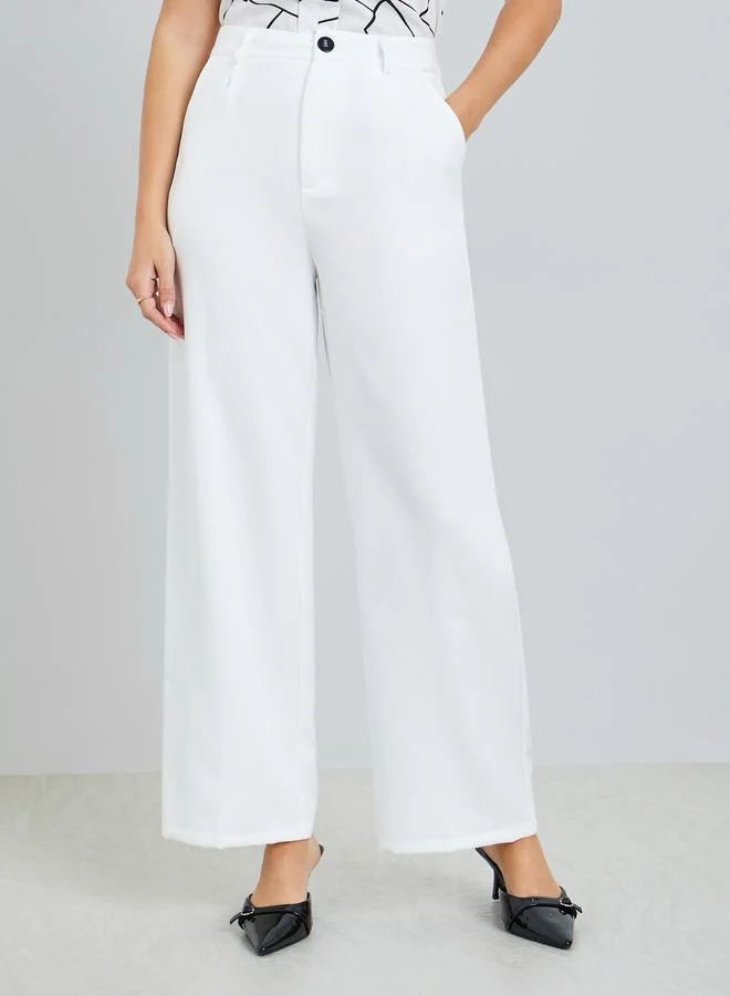 تايك تو بنطال أبيض سادة بساق مستقيمة